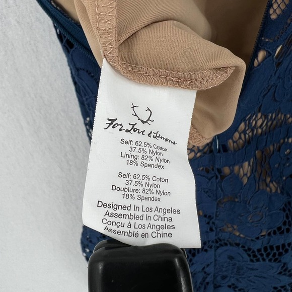 FOR LOVE & LEMONS Gianna Lace Midi Dress Womens XS Blue Bodysuit Bodycon - Picture 8 of 12